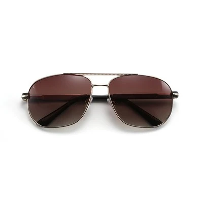Men Double Bridge Polarized Metal Sunglasses
